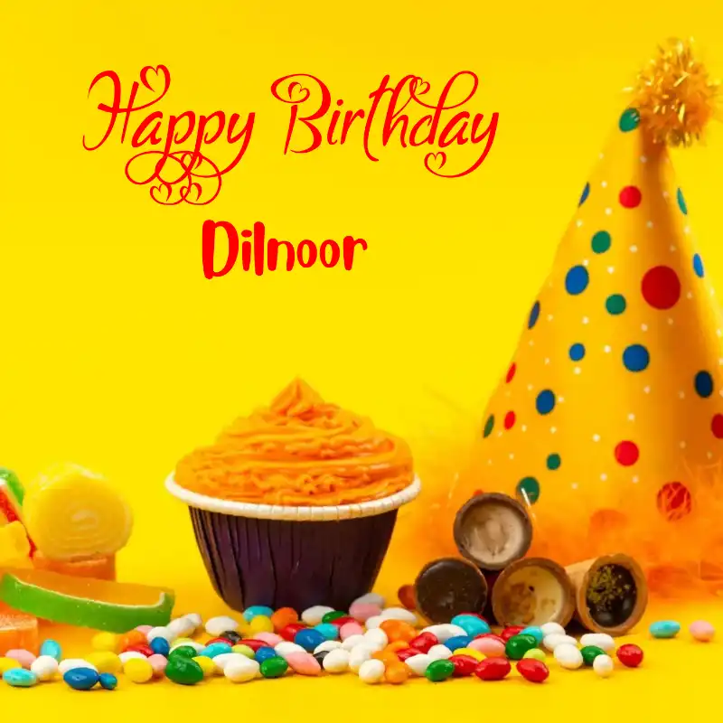 Happy Birthday Dilnoor Colourful Celebration Card
