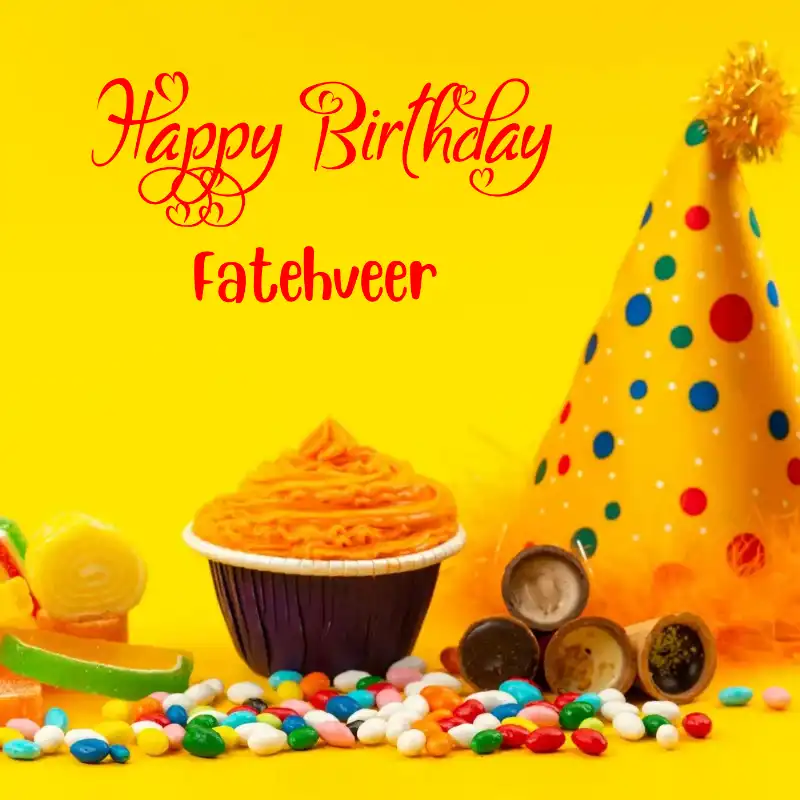 Happy Birthday Fatehveer Colourful Celebration Card