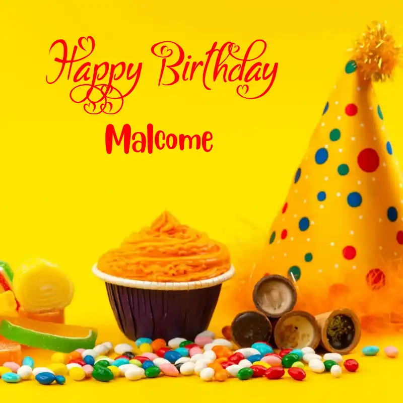 Happy Birthday Malcome Colourful Celebration Card