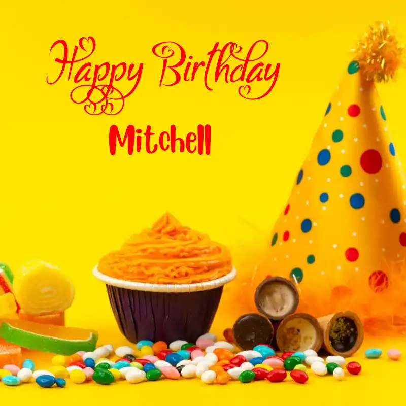Happy Birthday Mitchell Colourful Celebration Card