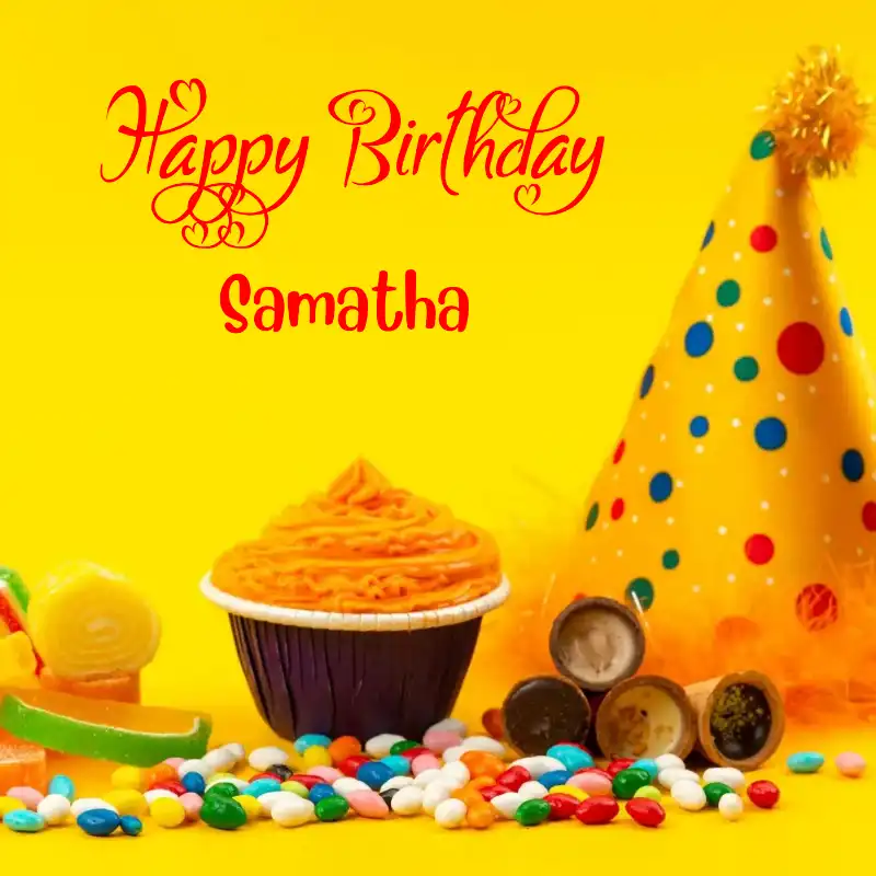 Happy Birthday Samatha Colourful Celebration Card