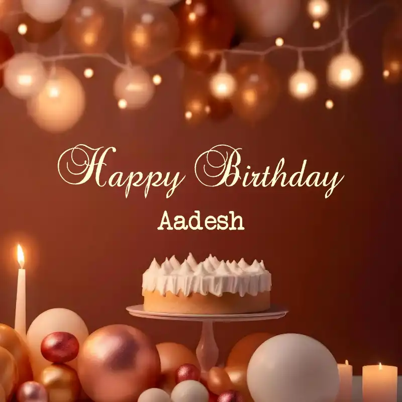 Happy Birthday Aadesh Cake Candles Card
