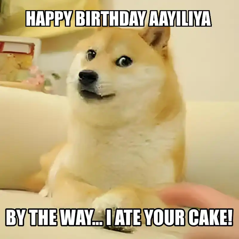 Happy Birthday Aayiliya BTW I Ate Your Cake Meme