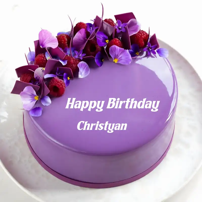 Happy Birthday Christyan Violet Raspberry Cake