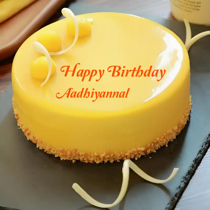 Happy Birthday Aadhiyannal Beautiful Yellow Cake
