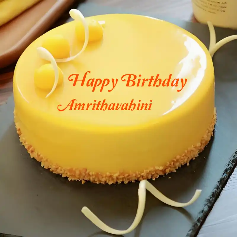 Happy Birthday Amrithavahini Beautiful Yellow Cake