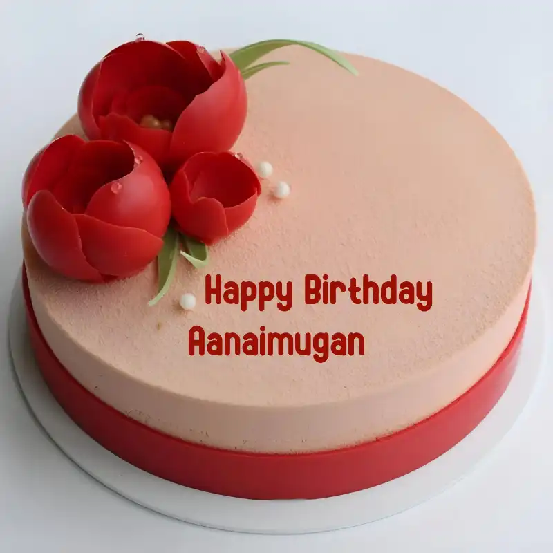 Happy Birthday Aanaimugan Velvet Flowers Cake