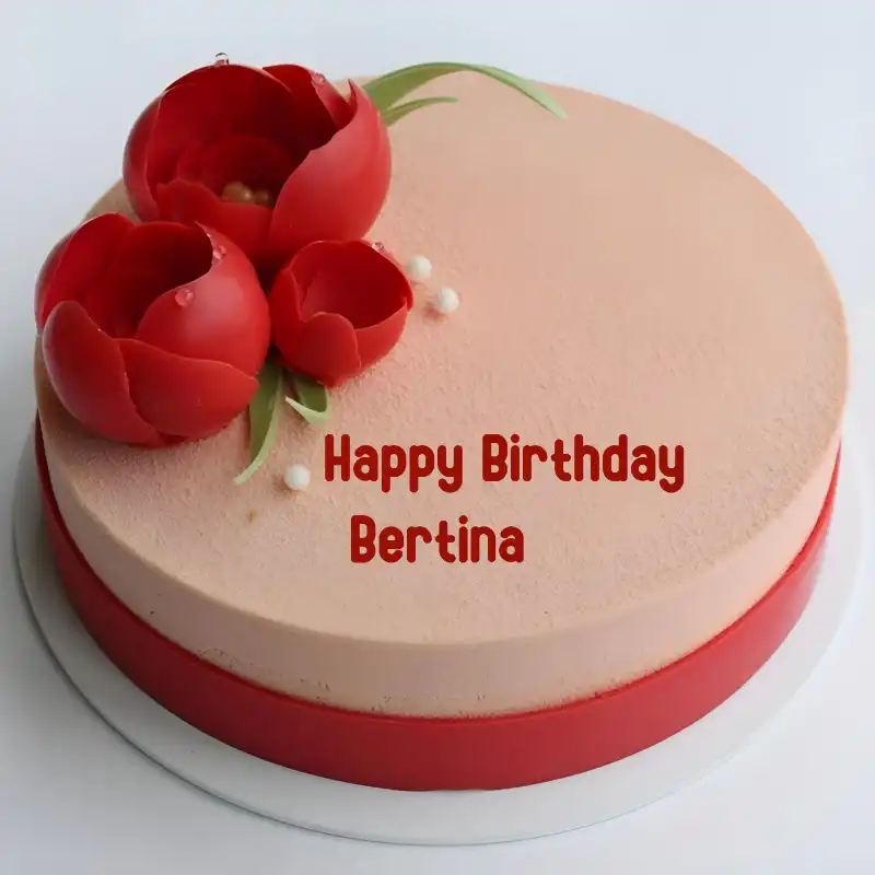 Happy Birthday Bertina Velvet Flowers Cake
