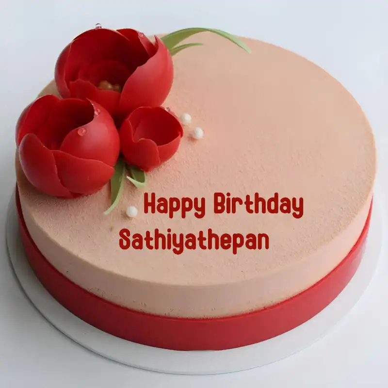 Happy Birthday Sathiyathepan Velvet Flowers Cake